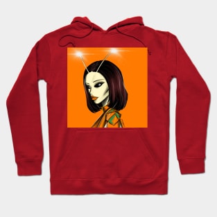 orange mantis bug alien girl ecopop artwork Hoodie